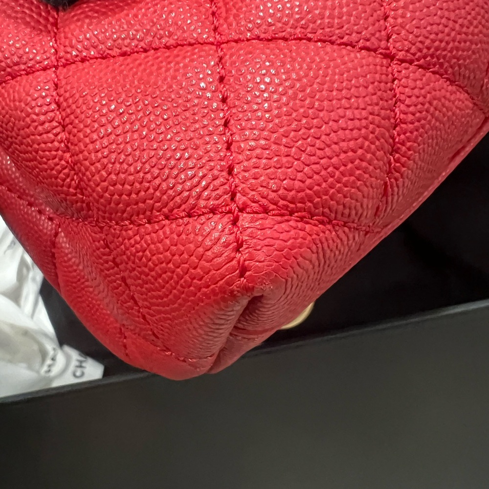 ❤️Coco Chanel Top handle Red Quilted Caviar Bag - Picture 13 of 16